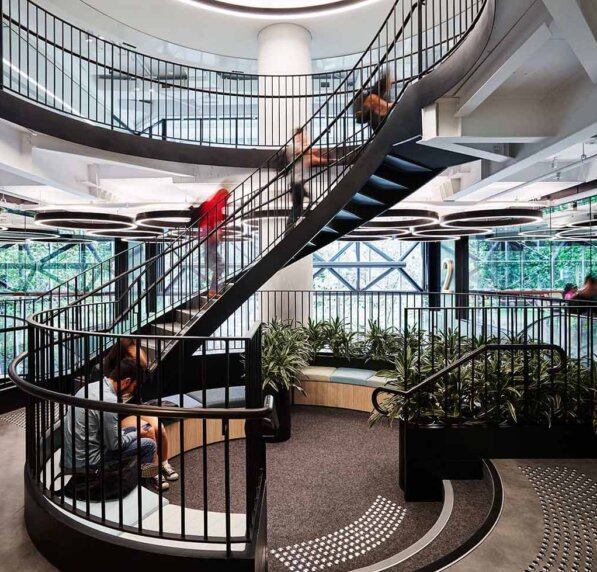 A photo of a spiral staircase.