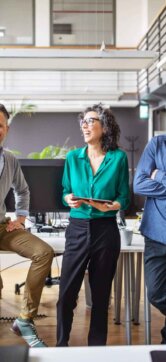 Six people discussing with each other