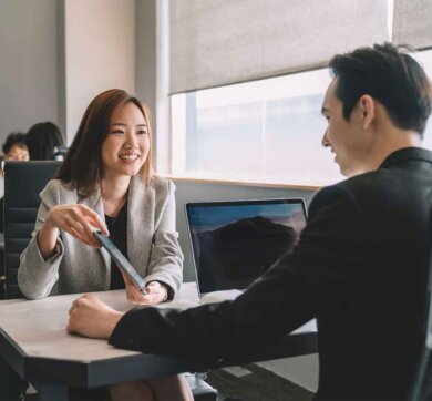 Man and woman having a meeting