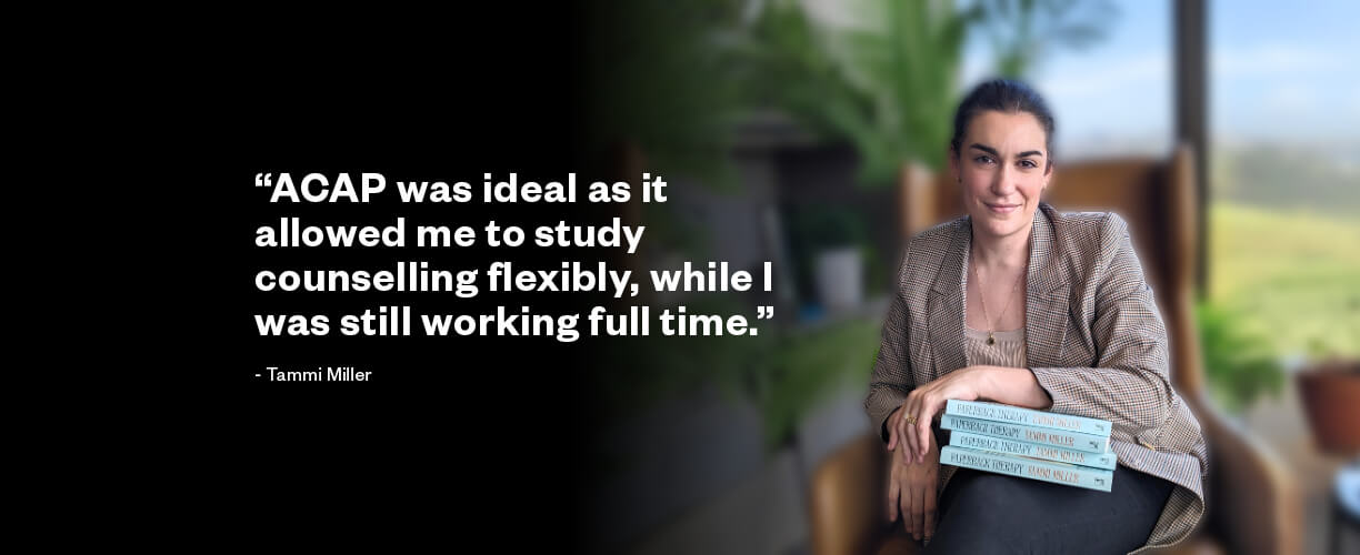 Tammi Miller sitting in a chair with her new book.