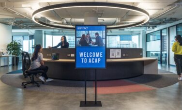 Wide angle shot of ACAP campus reception area