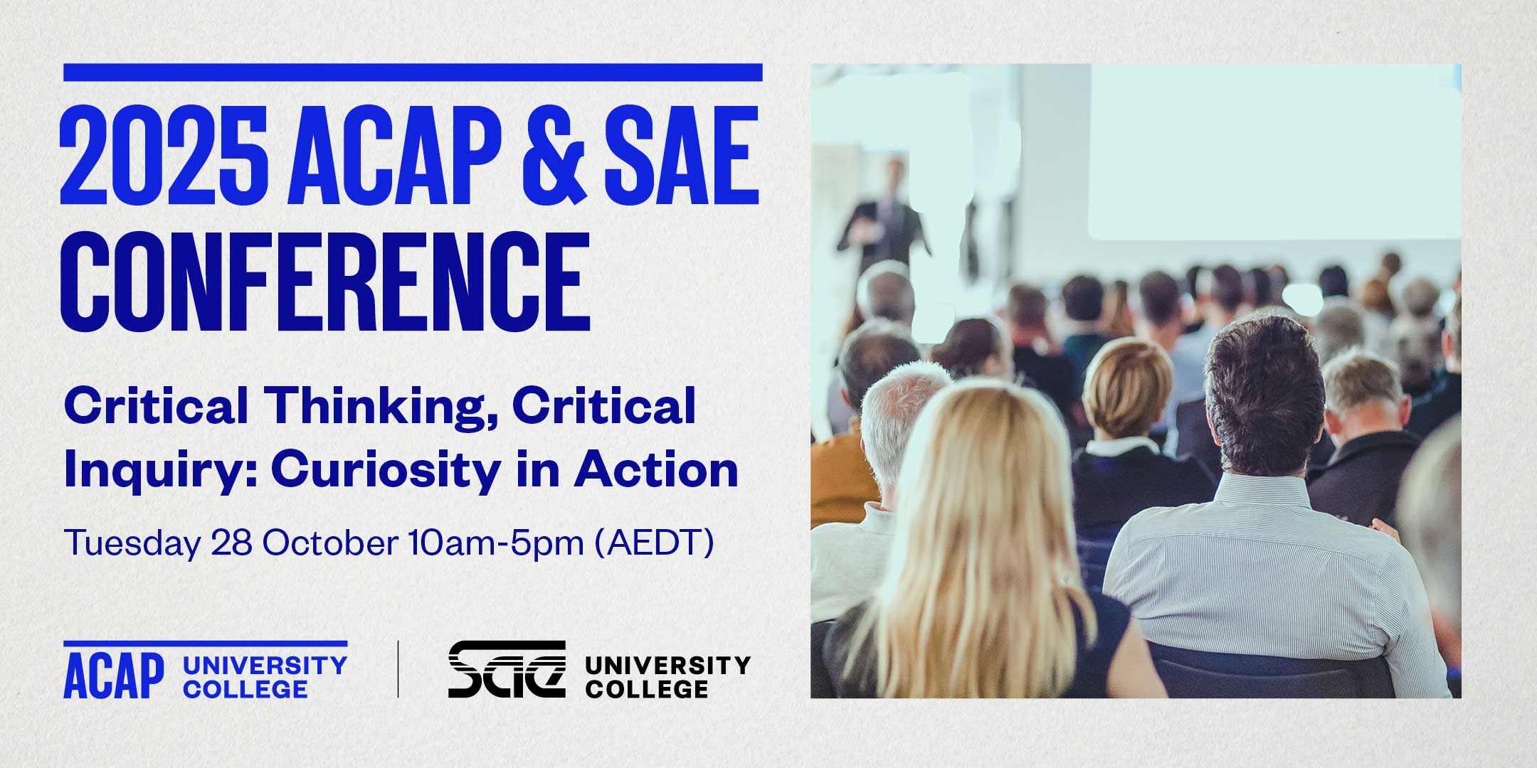 Website banner for ACAP Conference 2025 - Tuesday 28 October 10am-5pm (AEDT)